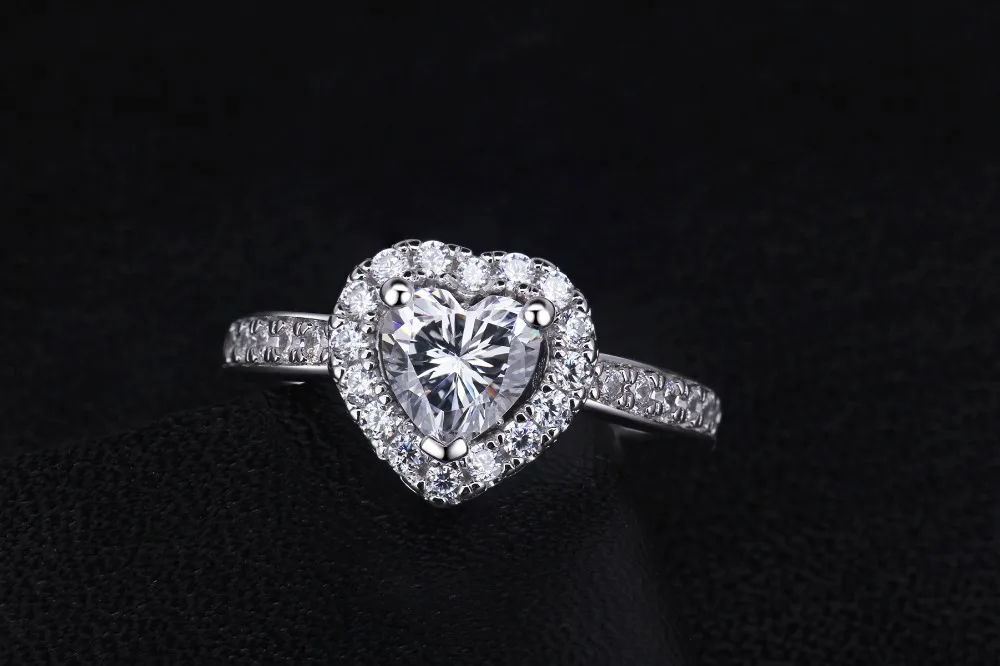 18-каратное белое золото EF цвет в форме сердца муассаниты ювелирные изделия