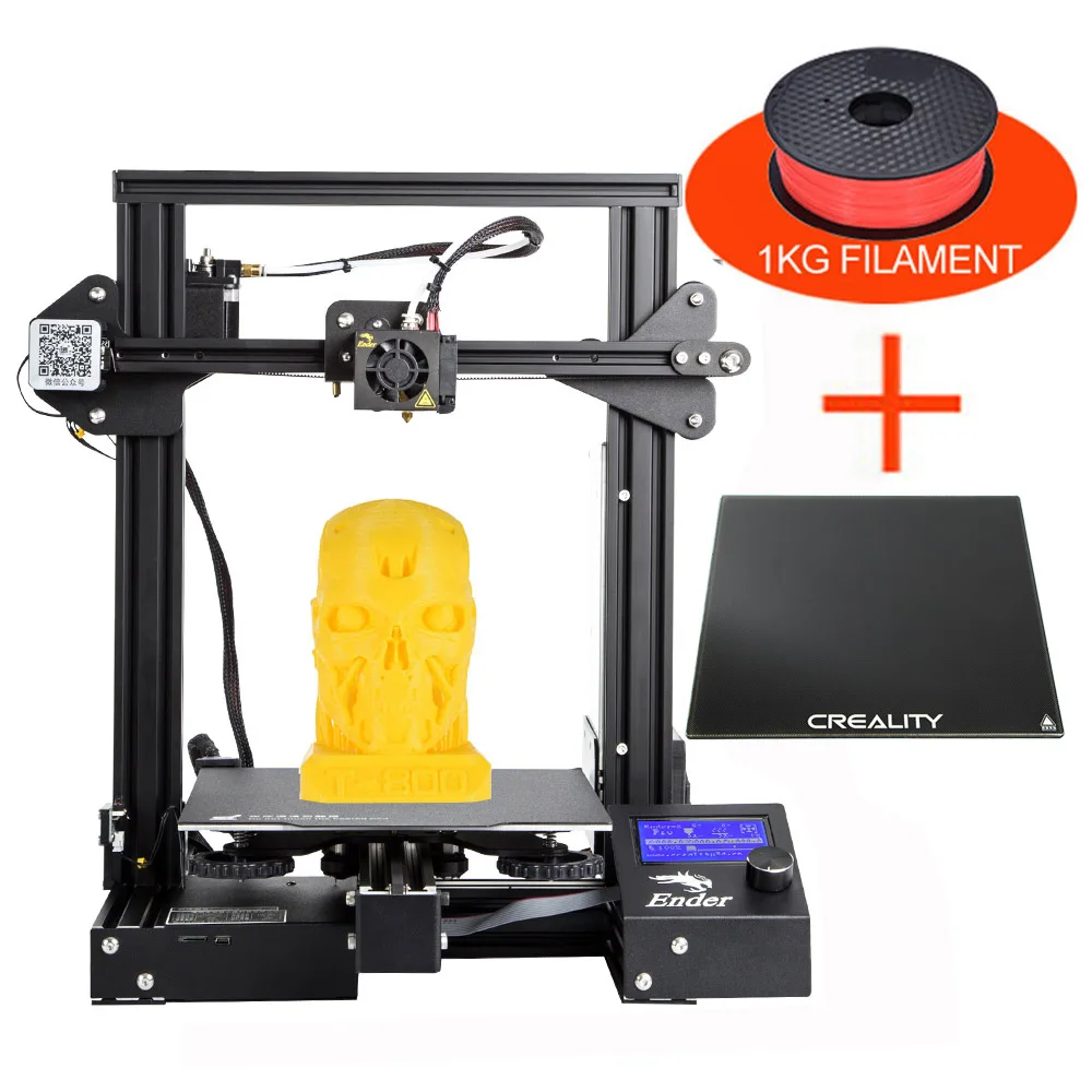 PRO add Glass 1KG Creality 3D Ender-3 3d принтер DIY комплект самостоятельной сборки Prusa I3 3d принтер с обновлением резюме печати мощность стекло вариант - Цвет: PRO add Glass 1KG