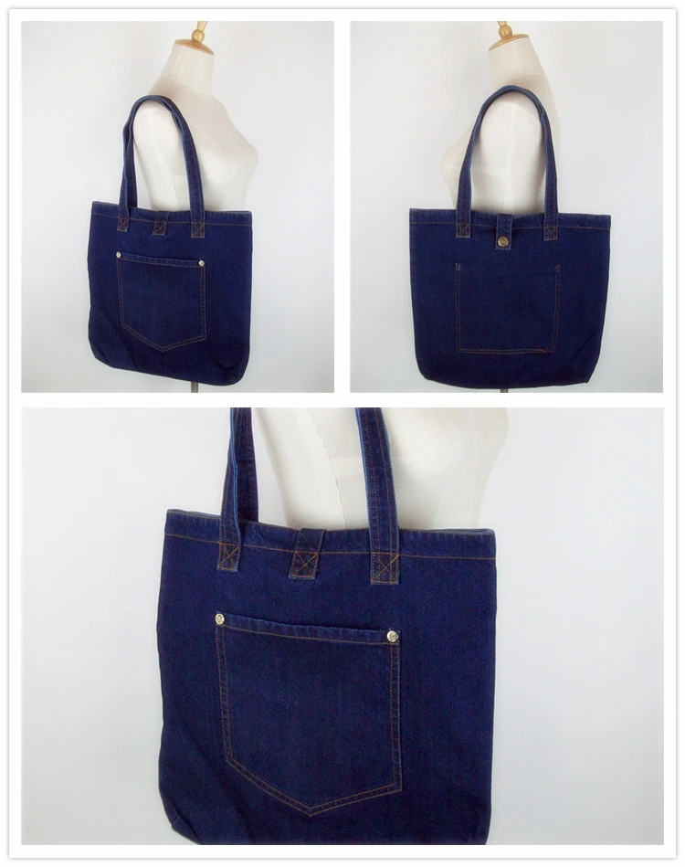 Женская джинсовая сумка с карманами простая винтажная через плечо для шоппинга