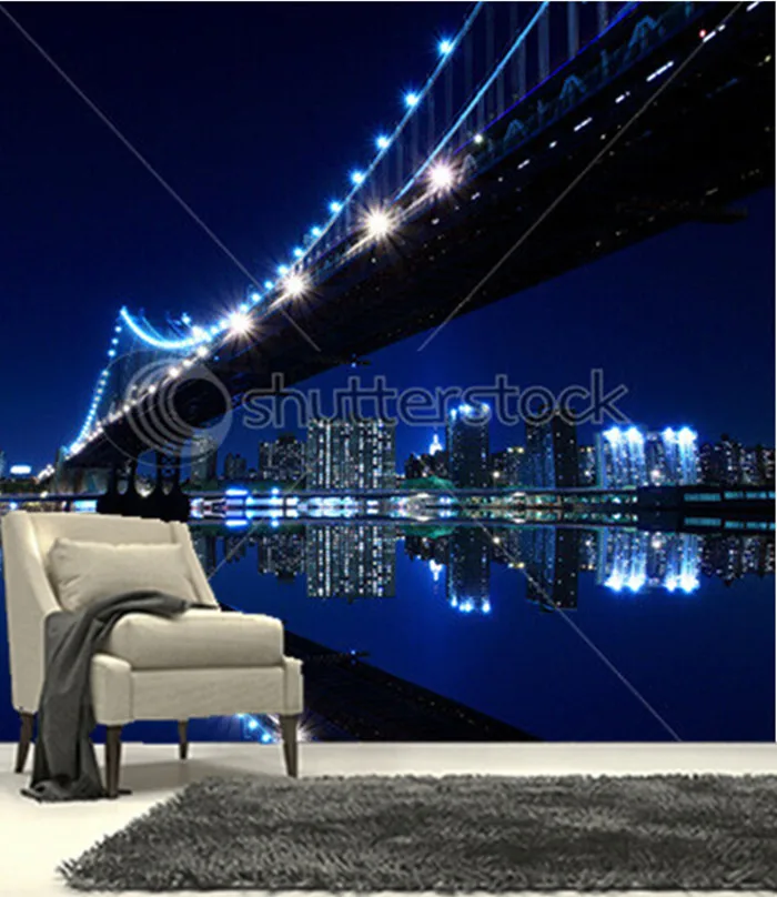 3D фрески на заказ ночные настенные обои с изображением нью йорка и манхэттена для