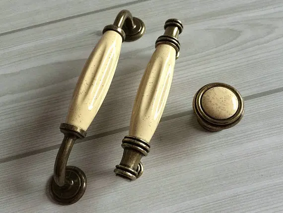 Кухонный Регулируемый комод ящик ручки кремовые белые керамические антикварные