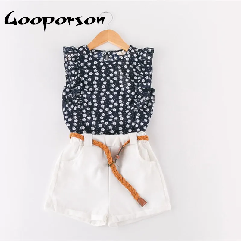 Комплекты одежды для девочек новые летние модные стильные футболки с принтом +