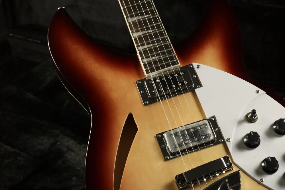 Высококачественная электрическая гитара sunburst rikenbaker стеганая Кленовая верхняя
