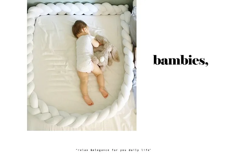 IMBABY, 4 косички, 2,2 м, узел, мягкий бампер для детской кровати в кроватку, боковая косичка, коврик для детской кроватки, защитный бампер для детской комнаты
