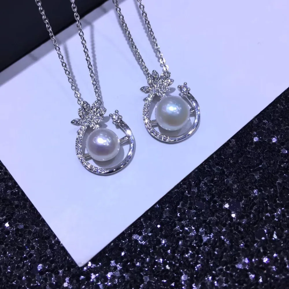 YIKALAISI 925 sterling silver jewelry for women 100% natural 7-8mm freshwater pearl choker pendant 2018 new fashion Wholesale | Украшения и