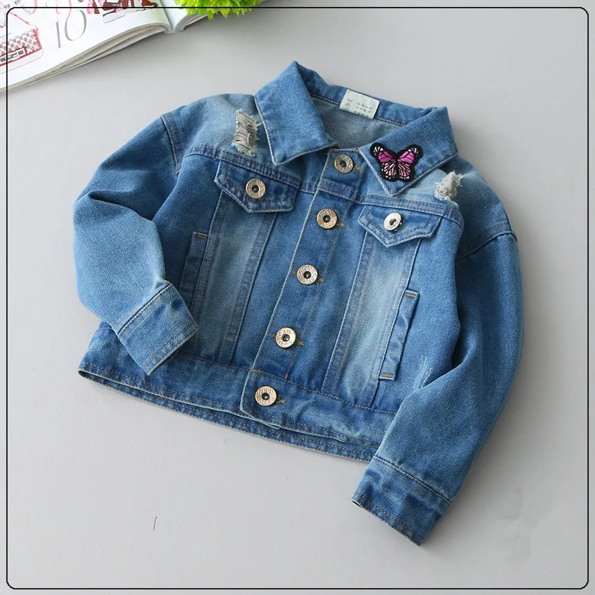 FORIDA ДЕТИ Мода Попугай Шаблон Девушки Короткая Куртка Джинсовая Куртки Дети