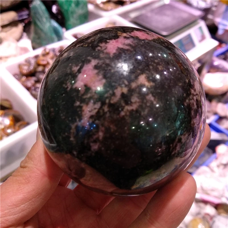 DHX SW около 6 7 см натуральный Родонит Сфера полировка orb розовый камень шар Таро