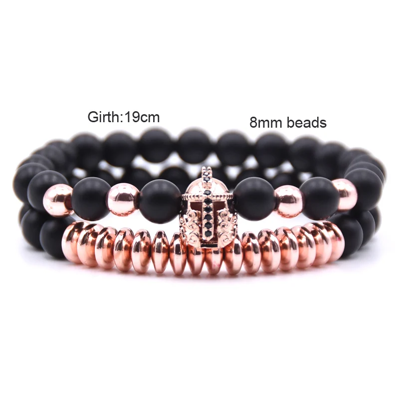 2019 Ретро 8 мм матовые черные браслеты из бисера 2 шт./компл. для мужчин и женщин