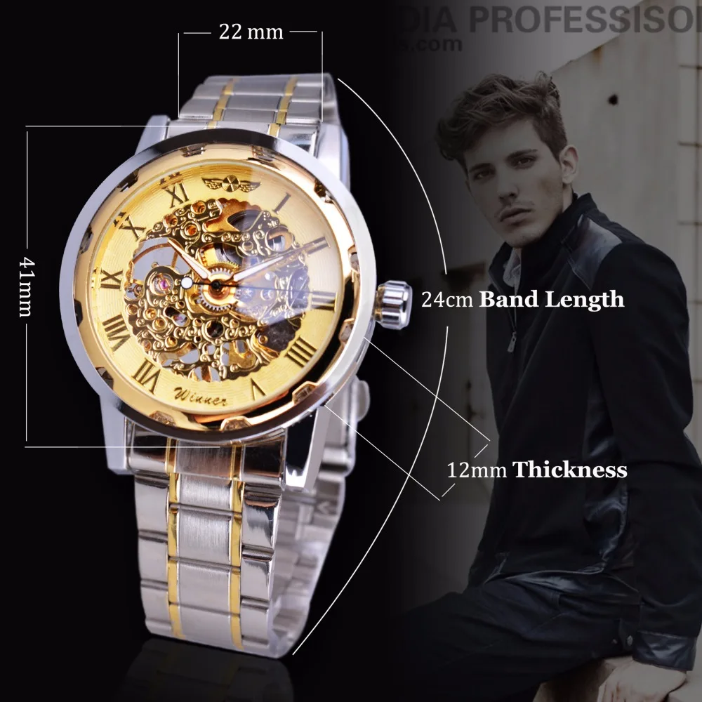 Часы наручные Winner Мужские механические классические дизайнерские прозрачные с Т