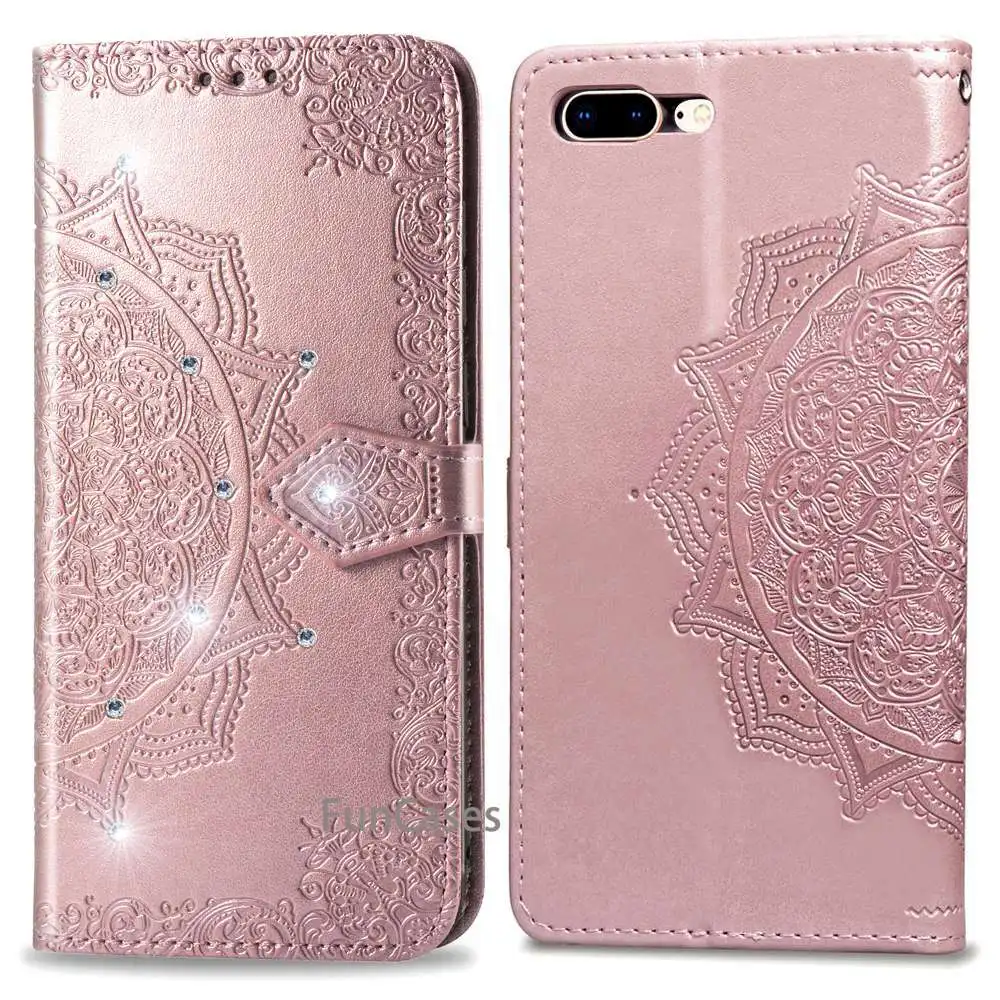 Кожаный флип-бумажник чехол для iPhone 7 8 Plus флип-чехол телефона Coques Funda задняя