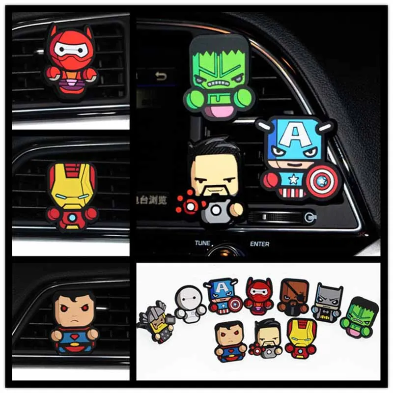 Автомобильный парфюм мультфильм освежитель воздуха парфюм Мстители Marvel Стиль Звездные войны Железный Человек Авто Кондиционер Вентиляционный Выход клип