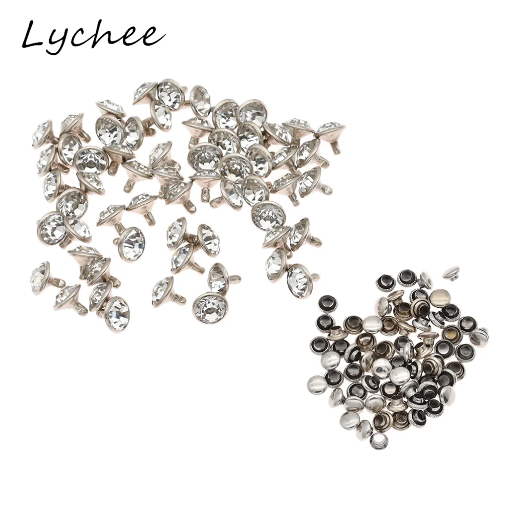 Lychee 10 мм 100 наборы, металлические стразы, кристалл, шипы, шпильки для женщин, сделай сам, украшение дома, одежда, сумка, пуговицы, аксессуары