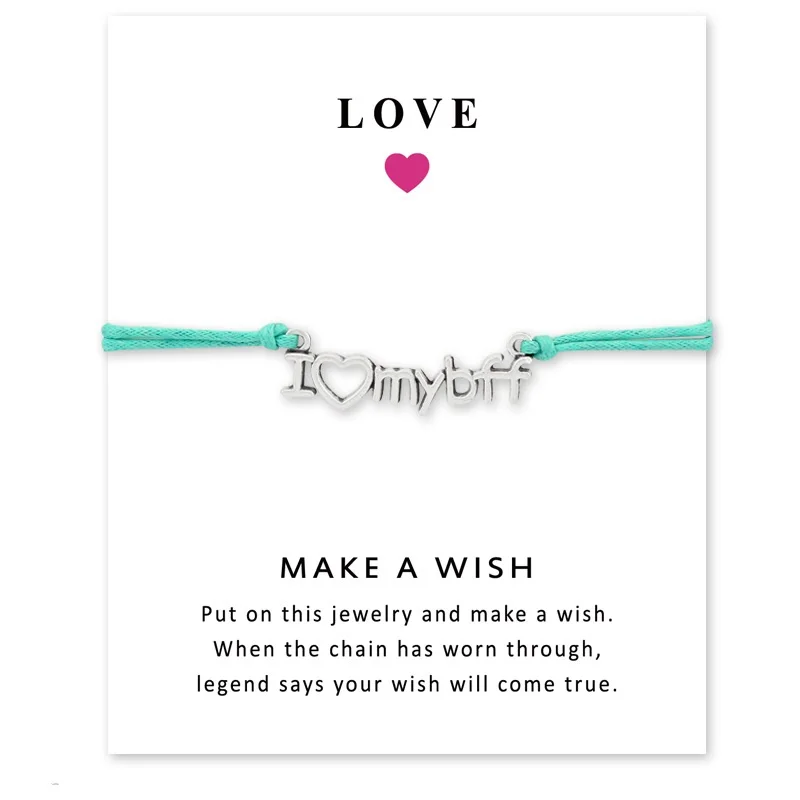 Браслет Wish Card I Love my Bff для женщин лучший подарок очаровательные регулируемые