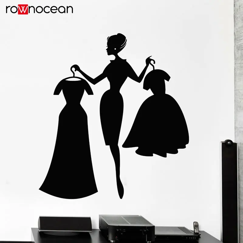 Виниловая наклейка на стену для девочек Стикеры магазина одежды и платьев