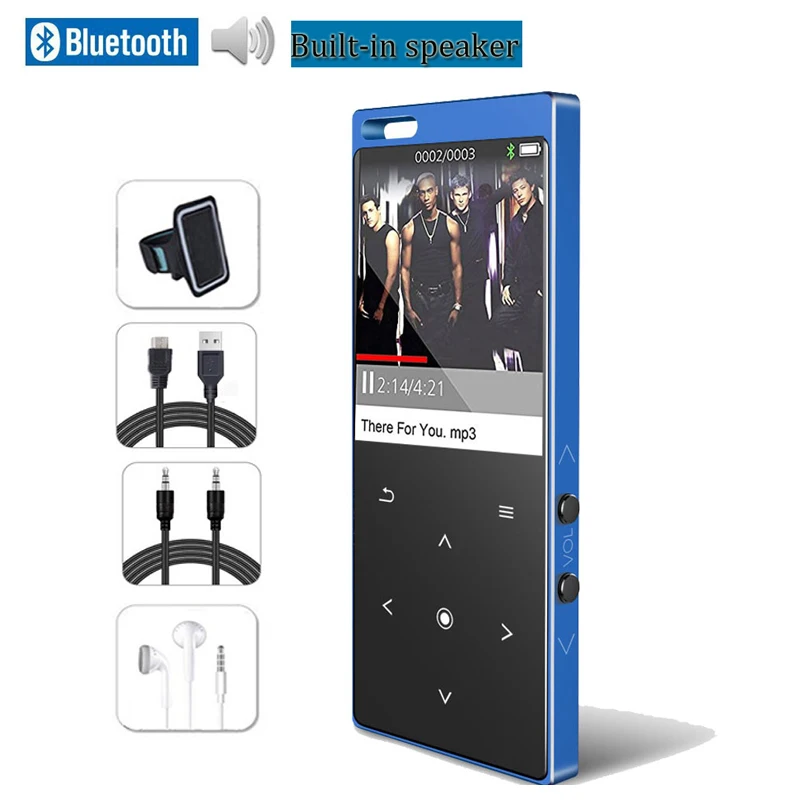 C12-full-set-Blue CHENFEC C12 MP3 плеер с Bluetooth 4,0 Встроенный 8 Гб динамик музыкальный плеер Поддержка FM радио Запись Иврит Русский - Цвет: C12-full-set-Blue
