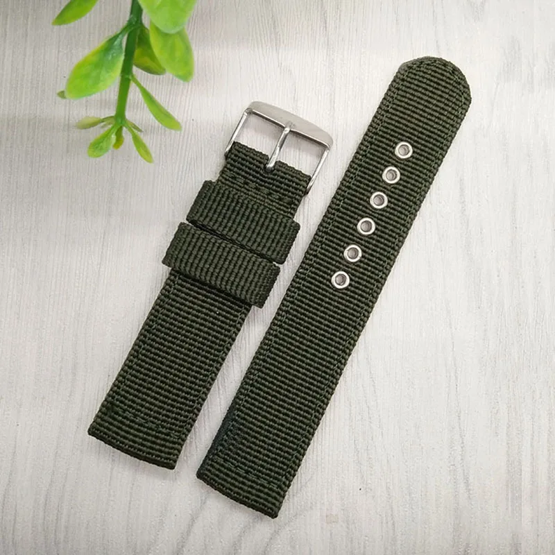 HENGRC Watch Band Strap 18 20 22 24mm Sports Nylon Nato Strap Handmade Canvas Watchbands Stainless Steel Buckle