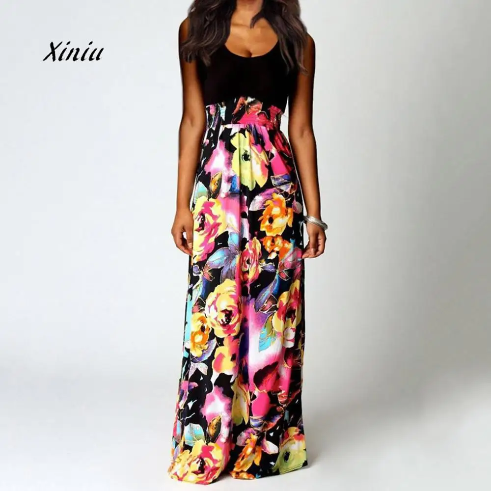 Летнее платье в богемном стиле для женщин Boho Maxi летние пляжные Длинные
