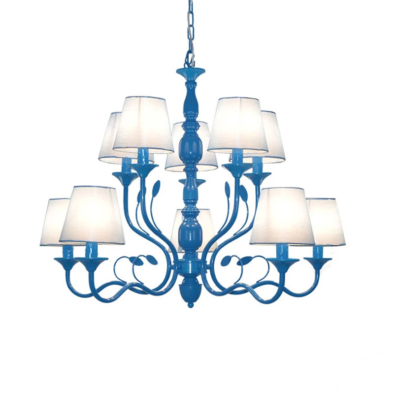 The American village living room chandelier Mediterranean style bedroom garden lamp simple European Restaurant Candle Chandelier | Лампы и