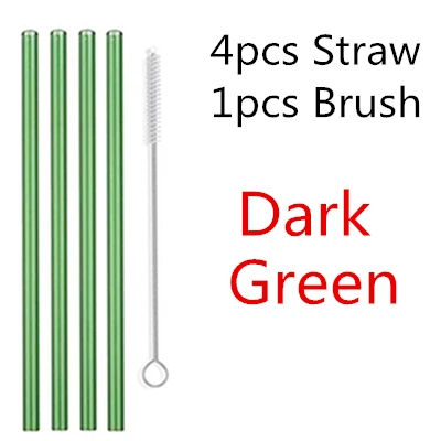 4pcs Dark green 4/10 шт. из особо тонкого гнутого стекла прямой изгиб питьевой Стекло соломинки многократного использования экологически чистое изделие с щеточка для чистки - Цвет: 4pcs Dark green