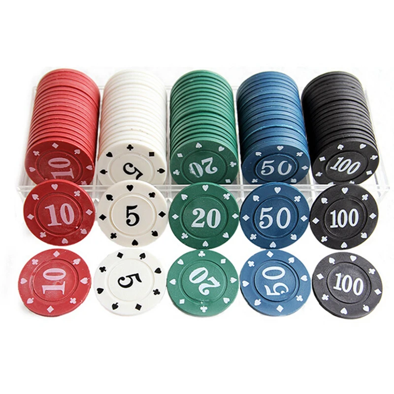 New Hot Promotional Texas mahjong chips ABS material 100 special suit fitted 5/10/20/50/100 casino coins qenueson | Спорт и