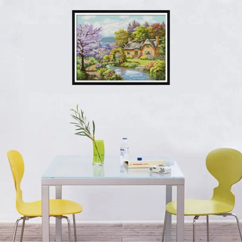 Набор для рукоделия рукоделие Счетный крест вышивки 14CT речной домик | Дом и сад