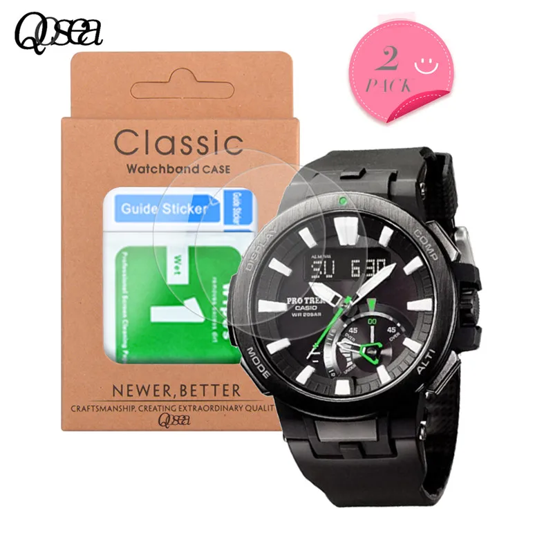 Qosea (2 шт) Закаленное стекло для Casio PRW 7000 ультратонкая Взрывозащищенная 9 H