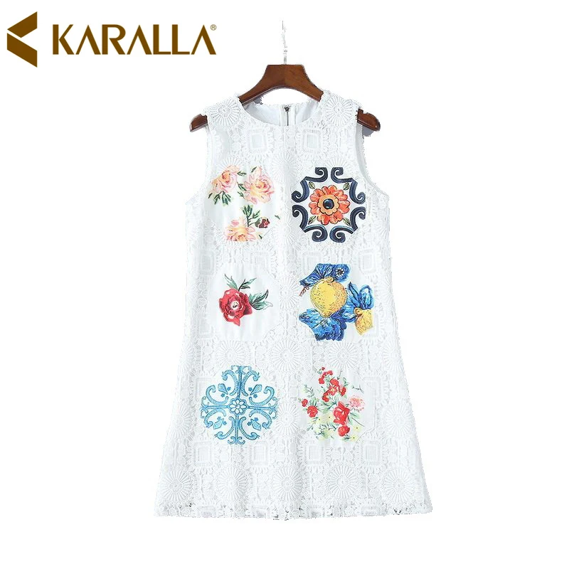 Женское платье без рукавов C992 летнее с объемными наклейками|Женские платья| |