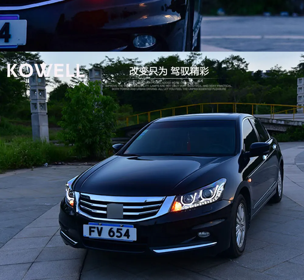 KOWELL стайлинга автомобилей налобный фонарь для Honda Accord 2008-2013 светодиодный фары DRL H7/D2H спрятал bi Xenon объектива