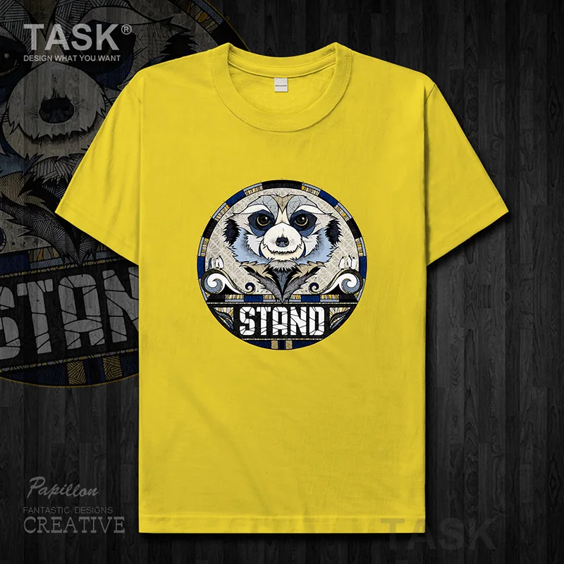 

Raccoon animal illustration men's t-shirt o-neck 100%cotton funny print short sleeve clothes trend harajuku Streetwear 02 0002