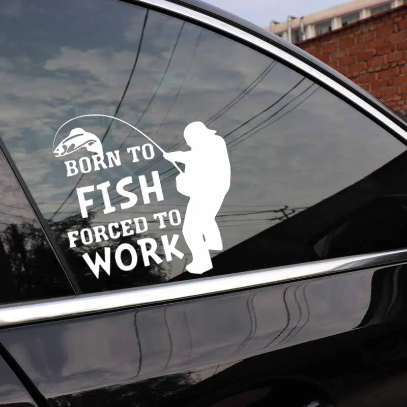 YJZT 15 5 см * автомобиля Стикеры Born To Fish вынуждены работать Рыбалка виниловые