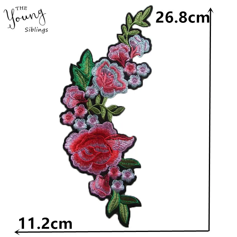 1 шт. нашивка в полоску с цветком розы |