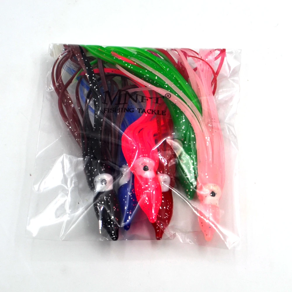 

MNFT 5Pcs 12cm 10cm 9cm Multicolour Soft Plastic Saltwater Soft Squid Fishing Lures Octopus Skirt Bait