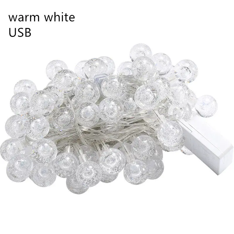 USB warm white RTGBRT 20 Led хрустальный шар светящаяся гирлянда на батарейках/USB рождественская Праздничная лампа для свадьбы декор Сказочный - Испускаемый цвет: USB warm white