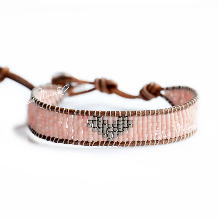 LOTUS MANN Love Pink beaded beads parquet single-circle self-shade bracelet seed | Украшения и аксессуары