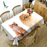 customizable 3d tablecloth christmas dog cat pattern waterproof cloth thicken rectangular and round table cloth for wedding