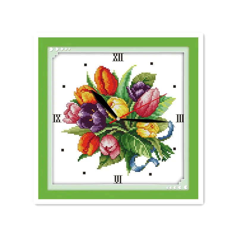 Настенные часы Joy Sunday Набор для вышивки крестиком ручной работы тюльпан 11CT 14CT