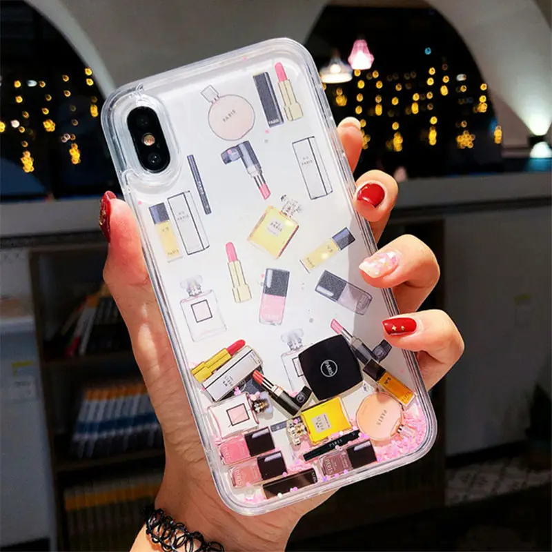 Стильный и прозрачный зыбучий песок для iPhone Xs Max Xr Жесткий пластиковый Чехол для iPhone 6 6s 7 8 Plus динамический жидкий ipone Shell