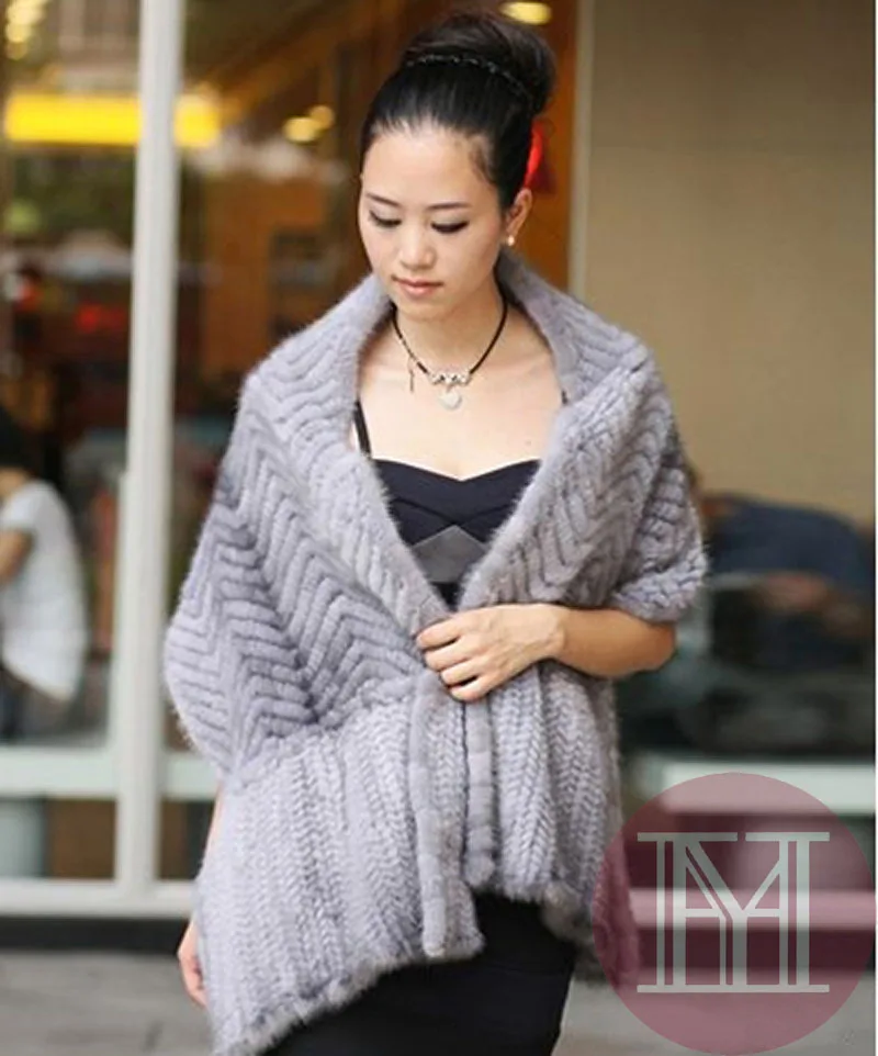 Новое поступление Брендовая женская шаль из меха норки Женская натурального