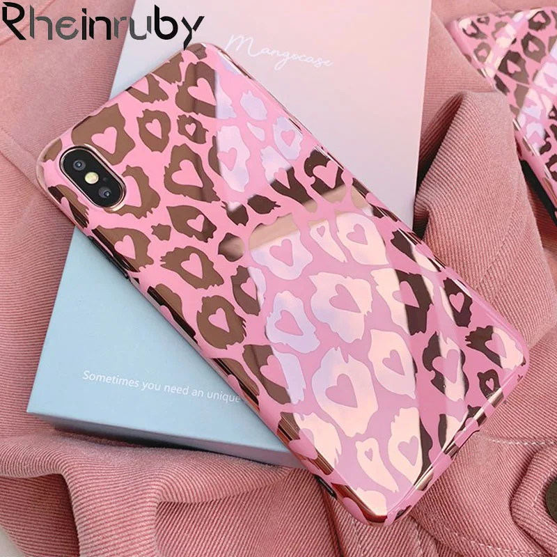 Rheinruby Plating Leopard Print Laser Soft Case For iPhone XS Max XR X 6S 7 8 Plus Cases Huawei Mate 20 P20 Pro 10 P10 |