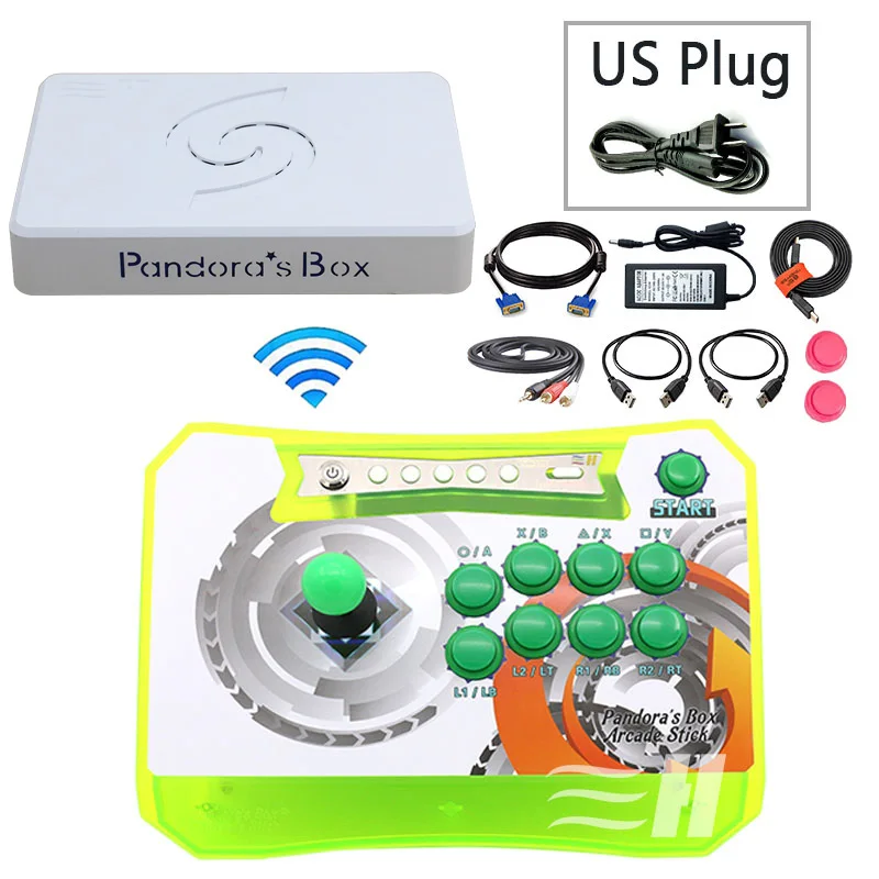 Pandora's Box 6 1300 в 1 беспроводной игровой контроллер 2 плеера черный/зеленый/красный/синий цвета консоль джойстик аркадные игры; USB HDMI VGA - Цвет: 1P green US plug