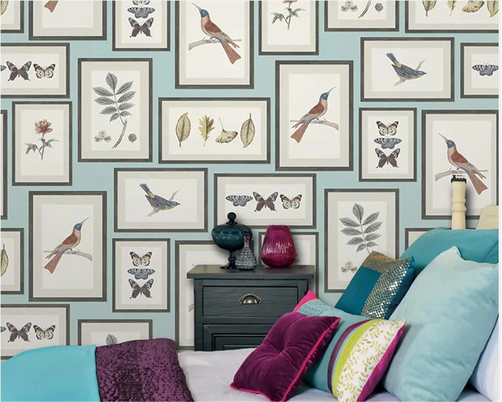 

beibehang Flower and bird picture frame like 3d wallpaper living room office art Nordic style wall mural wallpaper for walls 3 d