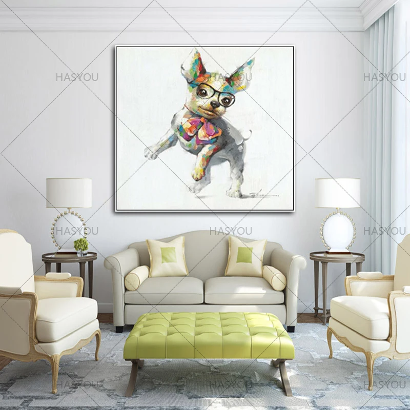 Красивая Милая собачка 100% ручная работа абстрактная картина маслом высокое
