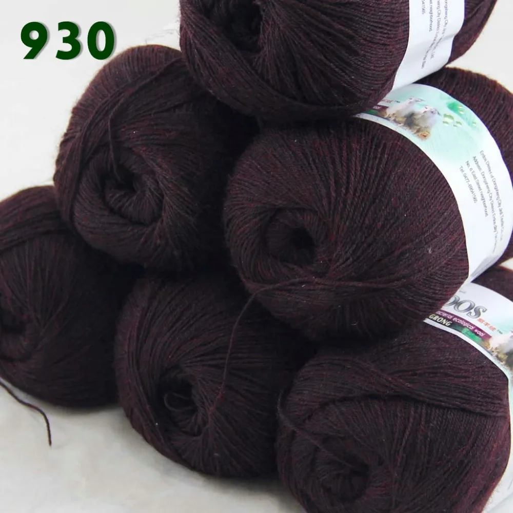 

Lot of 6 Skeins Fine Lace Soft Wool Acrylic Cashmere Yarn Knitting Wine 930