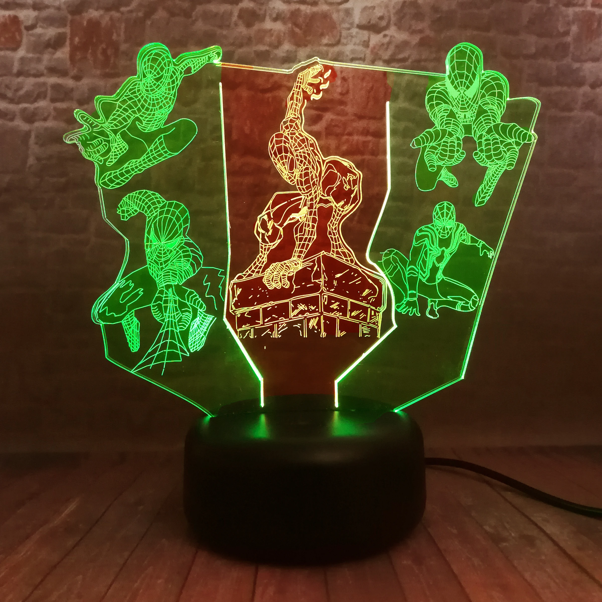 Мстители легенды Фигурки Человека паука модель 3D иллюзия ночник LED 7 смешанных