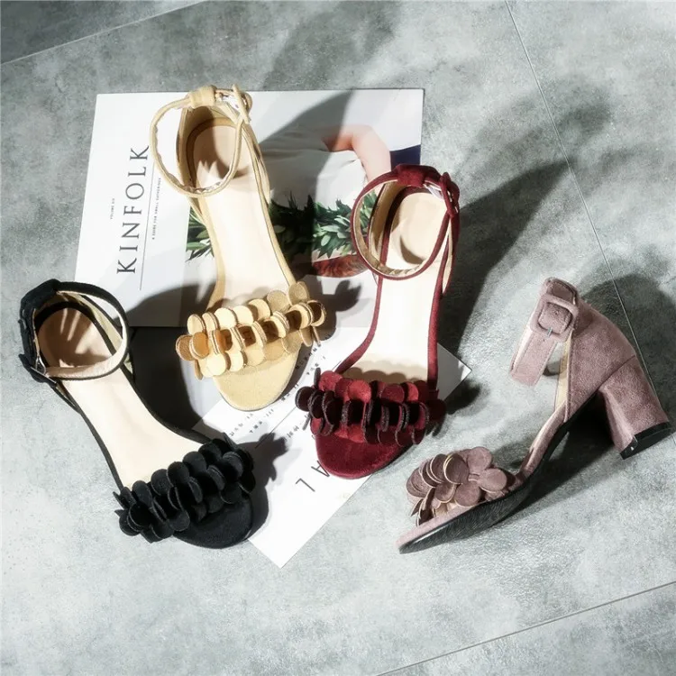 Big Size 9 10 11 12 high heels sandals women shoes woman summer ladies Open toe with flowers | Обувь