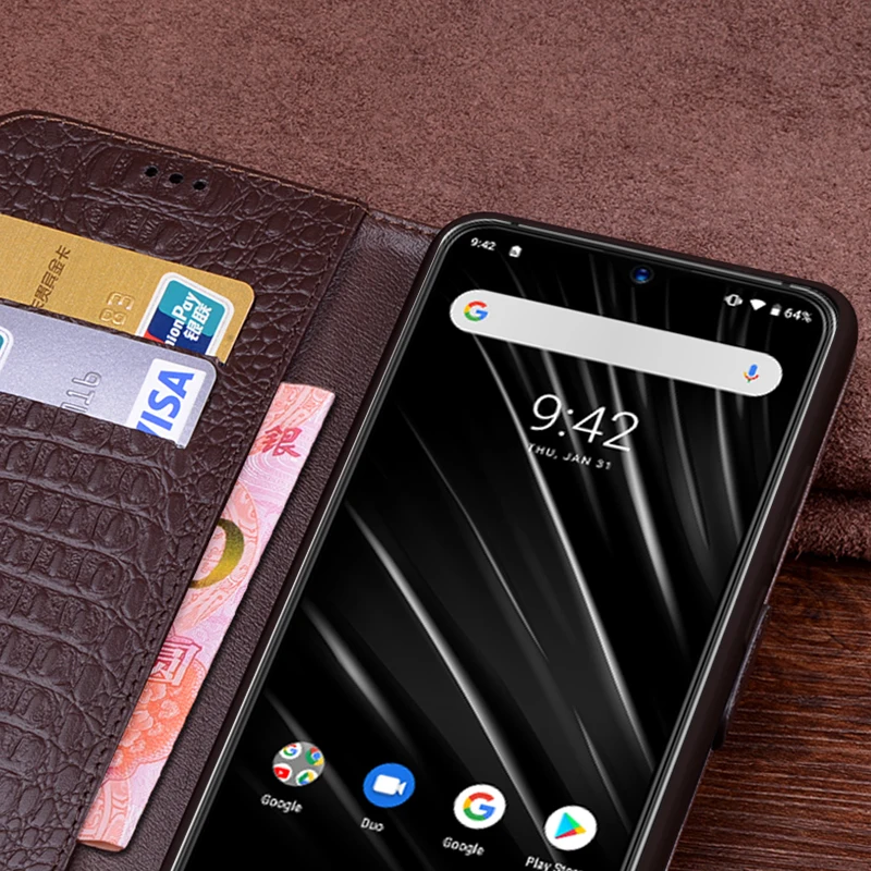 Флип чехол из натуральной кожи для UMIDIGI S3 PRO защитный телефона кожаный кошелек