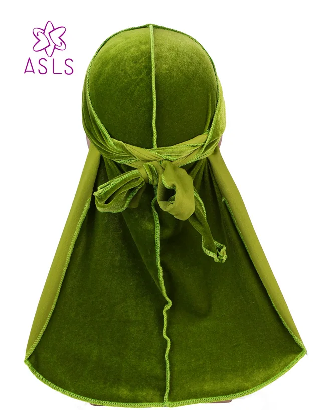Olive green Высококачественный бархатный дюраг 360, 540720 волн удлиненный хвост и широкие ремни для Du-RAG сделать средний стежок снаружи для - Цвет: Olive green