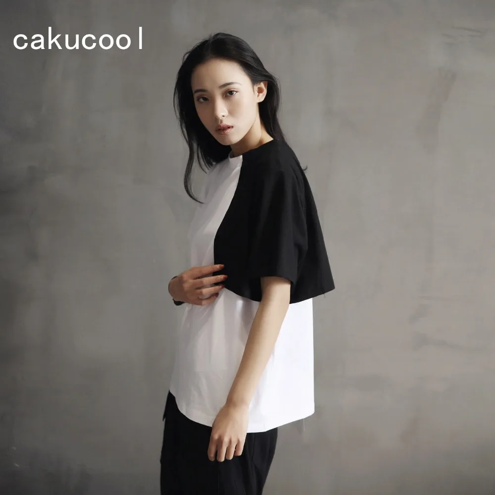 Cakucool Новый Дизайн Для женщин Чистый хлопковая Футболка Повседневное короткий