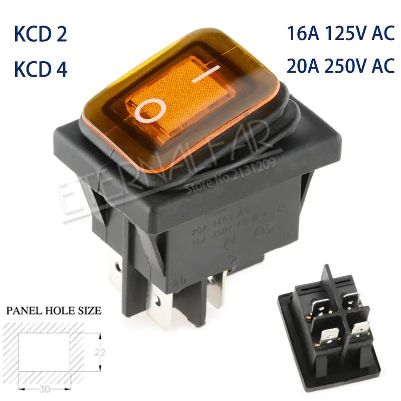KCD1 KCD2 KCD4 KCD6 On Off 10A 16A 20A 125V 250V AC сверхмощный DPST герметичный водонепроницаемый авто лодка морской тумблер кулисный переключатель с