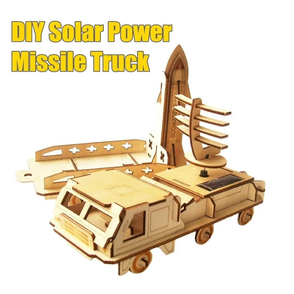 

1Piece Wooden DIY Solar Power Missile Truck Eco-friendly Educational Puzzle DIY Assemble Creative Toys For Kids